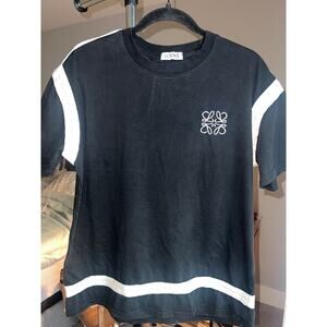 Loewe Anagram Logo T-Shirt Black White Trim Size L (Pit to Pit 23”)
